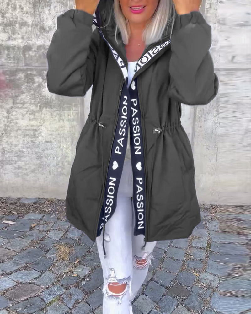 Fiore Manteau - à Capuche Décontracté (+ cordon de serrage)