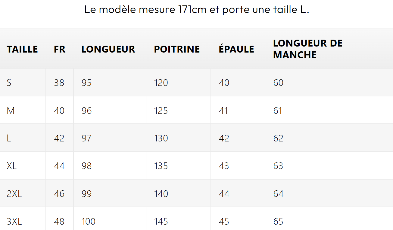 Size chart