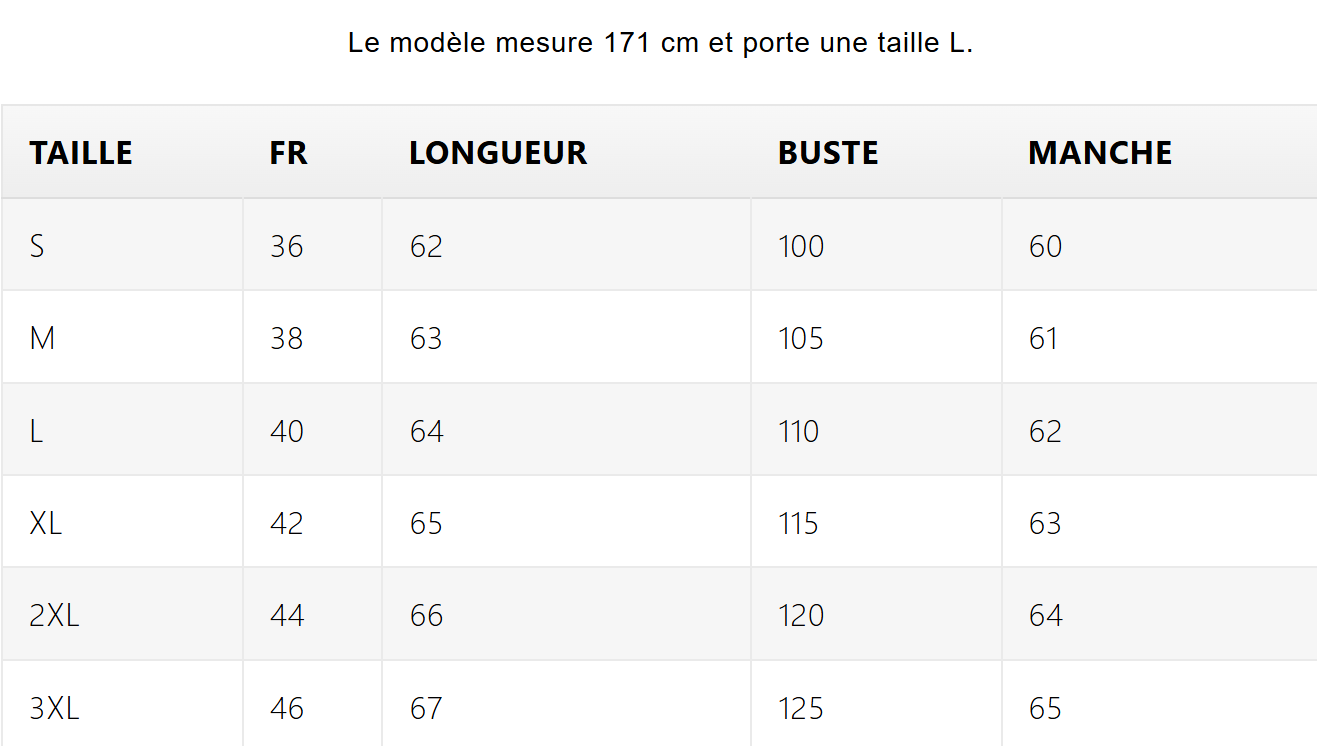 Size chart