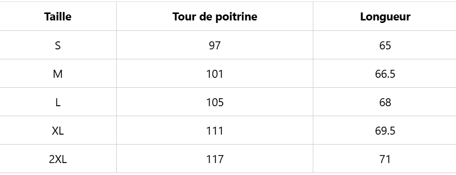 Size chart