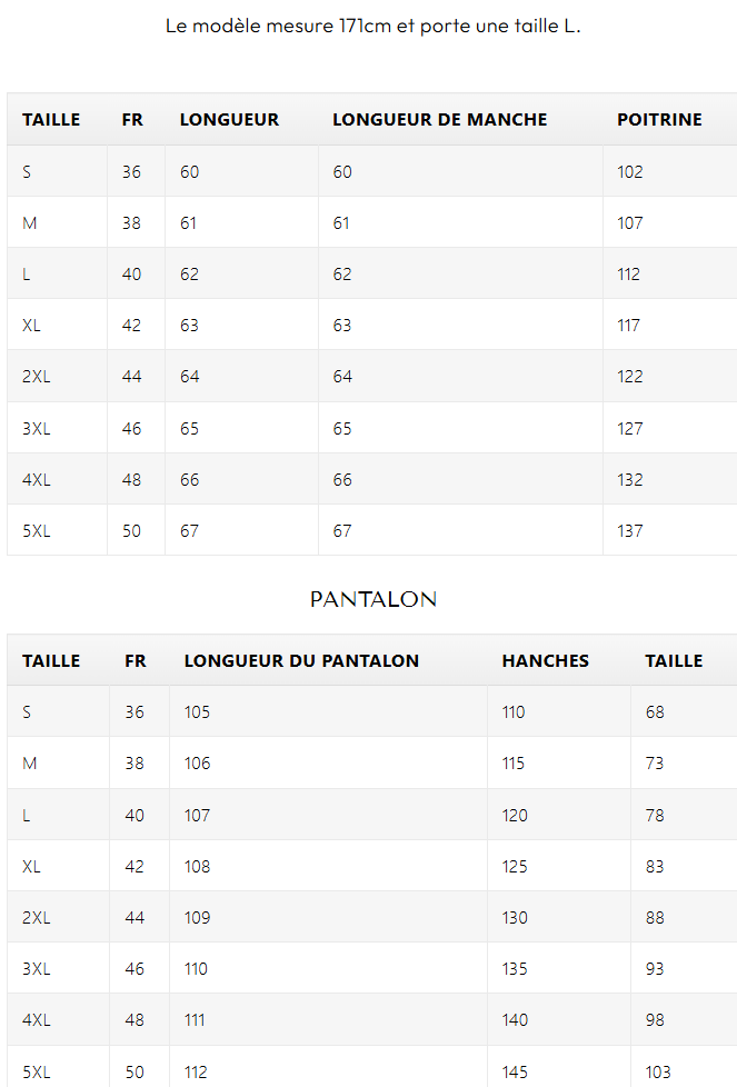 Size chart
