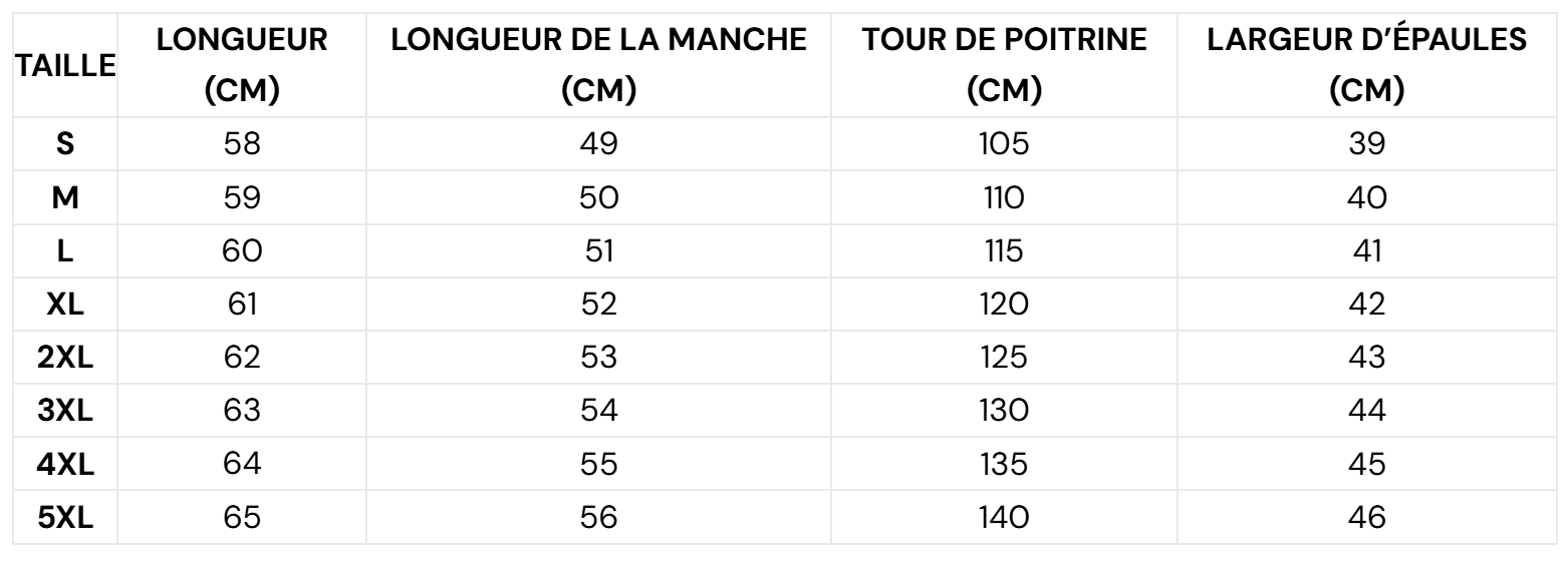 Size chart