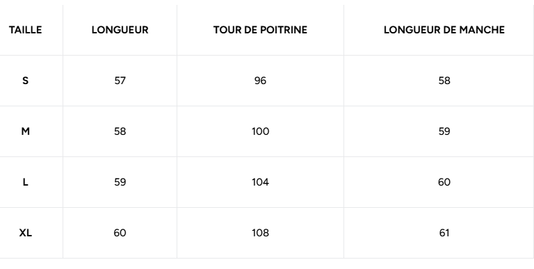 Size chart