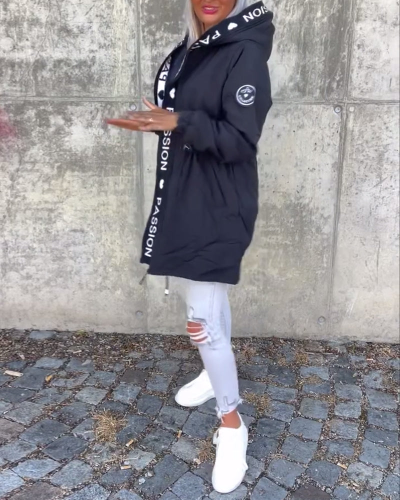 Fiore Manteau - à Capuche Décontracté (+ cordon de serrage)