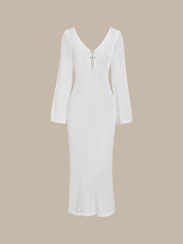 Robe Longue – Sirena Crochet Blanc